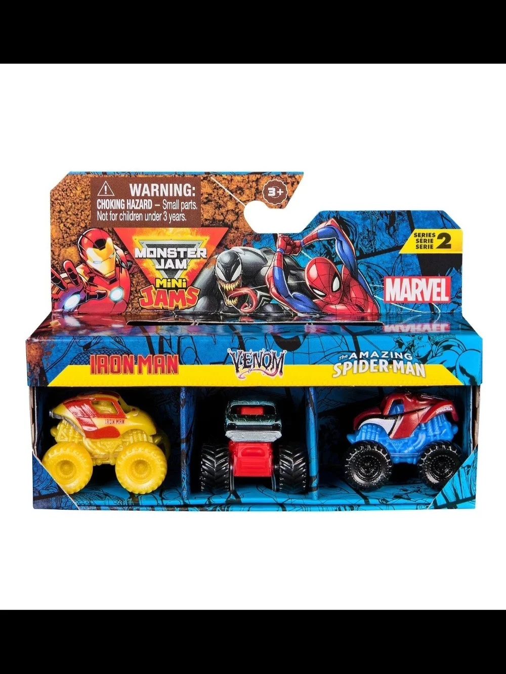 Marvel Mini Monster Jam Trucks Iron-Man & Spider-Man New In Box!